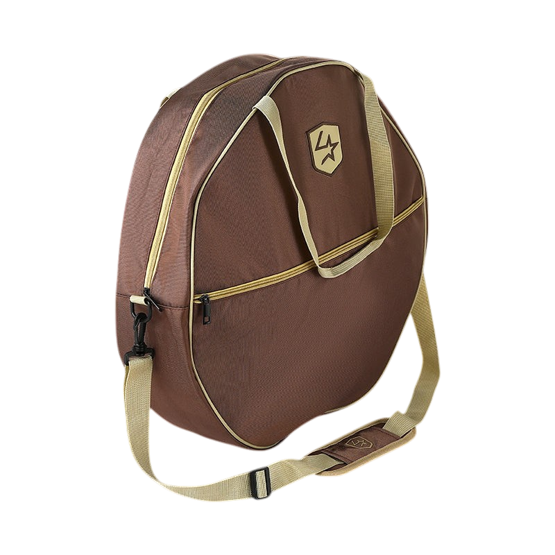 Lone Star Ropes timber brown rope bag with shoulder strap, front pocket, and logo patch for rodeo gear storage