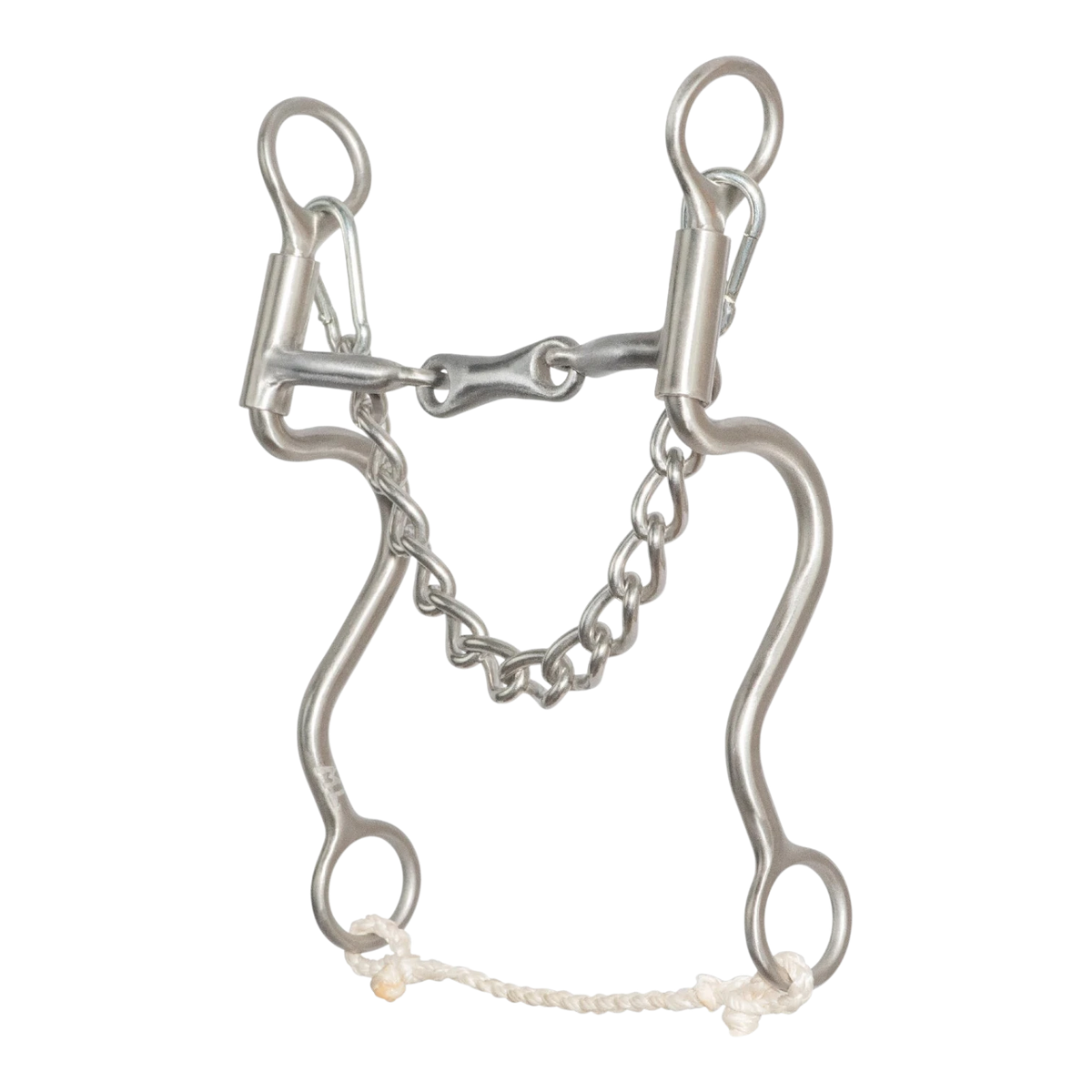 Lone Star Ropes Walt Woodard 3-piece dog bone horse bit with copper inlays, 8-inch cheeks, and rope slobber bar.