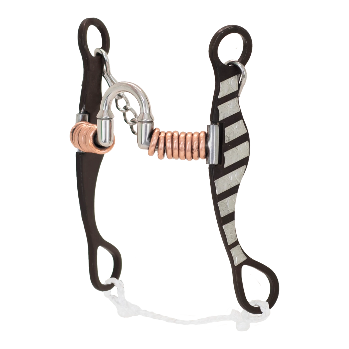 Lone Star Ropes Tyler Magnus correctional horse bit with copper rings, antique finish, and engraved stainless trim.