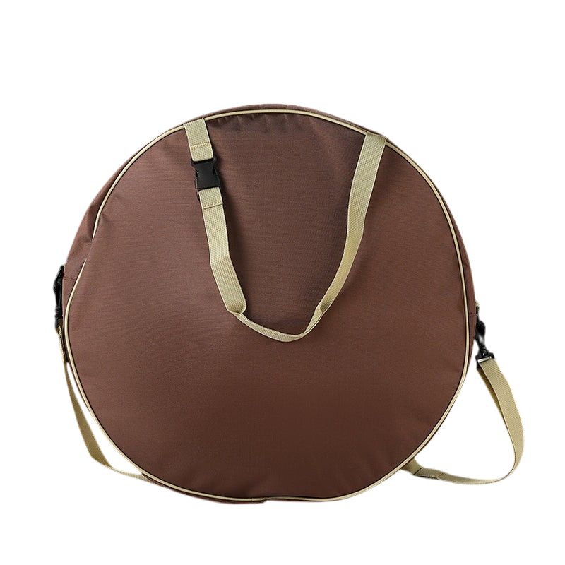 Lone Star Ropes timber brown circular rope bag with shoulder strap and front storage pocket