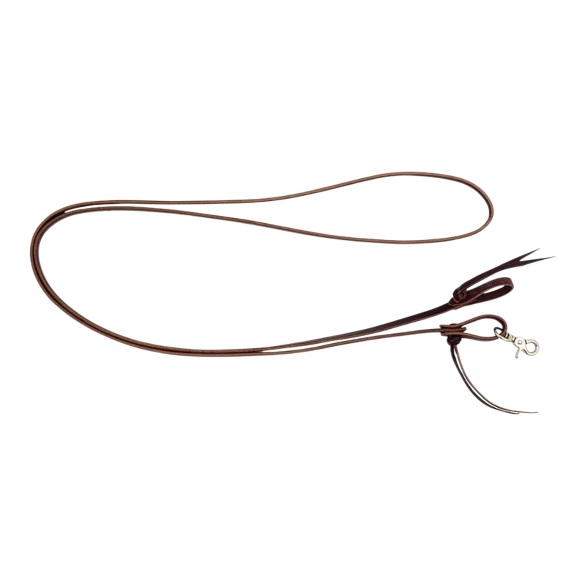 Lone Star Ropes 8-foot burgundy latigo leather roping reins with twisted cowboy knots and a metal scissor snap