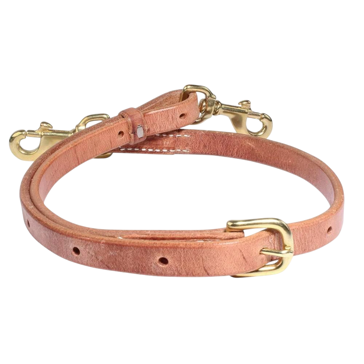 Lone Star Ropes natural harness leather tie down with solid brass snaps and an easy adjust buckle.